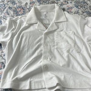 Fabletics Island Terry Boxy Button Up (Size Small)